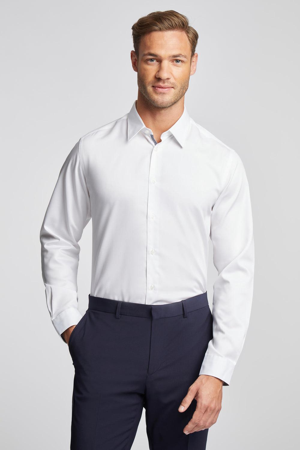 Ted Baker HOLMES - Slim Fit Plain Cotton Overhemd Heren Wit | Belgium  940876-MLR