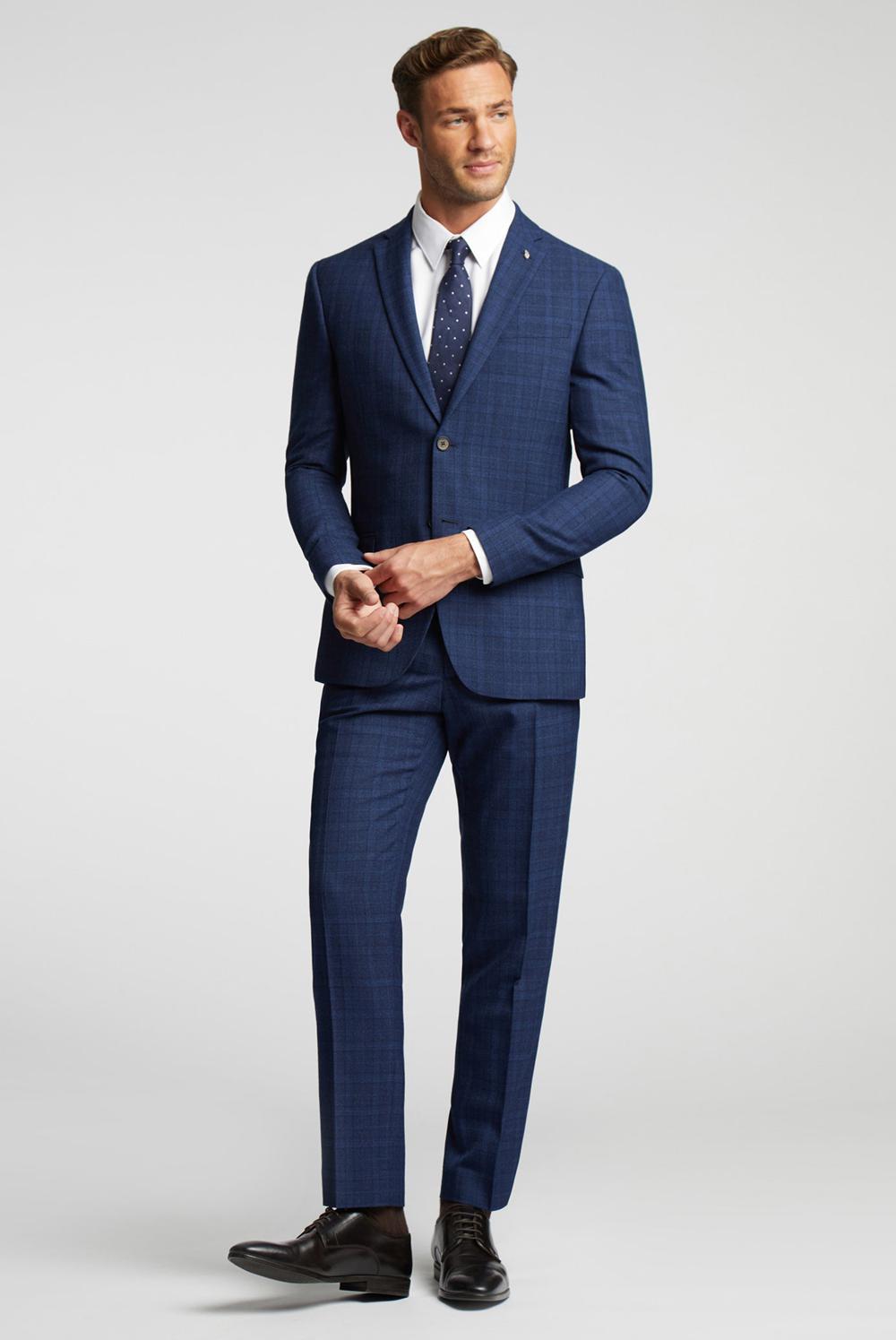 Ted Baker HOYLETS - Soft Check Slim Fit Suit Broek Heren Donkerblauw | Belgium  408935-NIV
