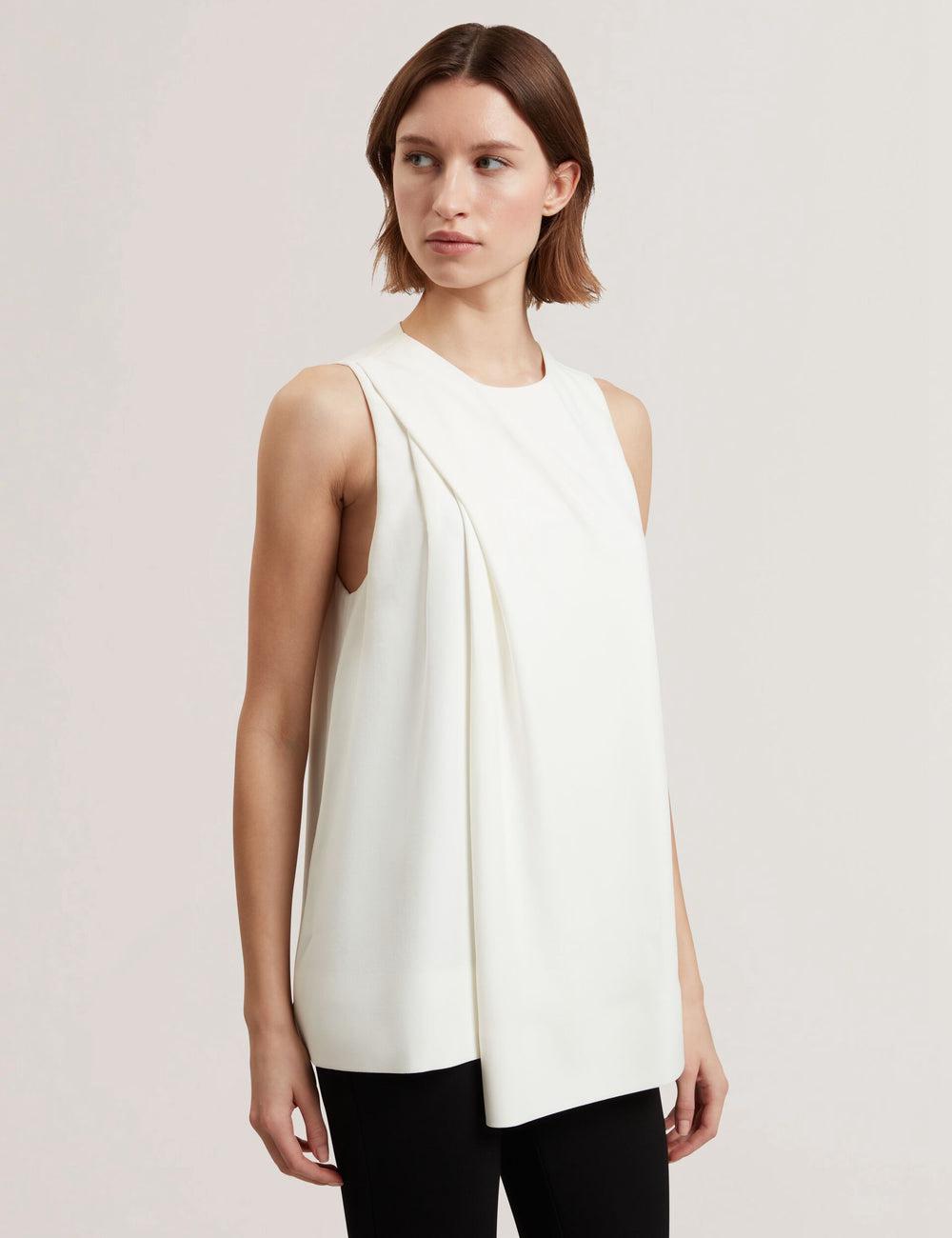 Ted Baker ICANA - Draped Front Asymmetric Sleeveless Topjes Dames Ivory | Belgium  641738-SPY