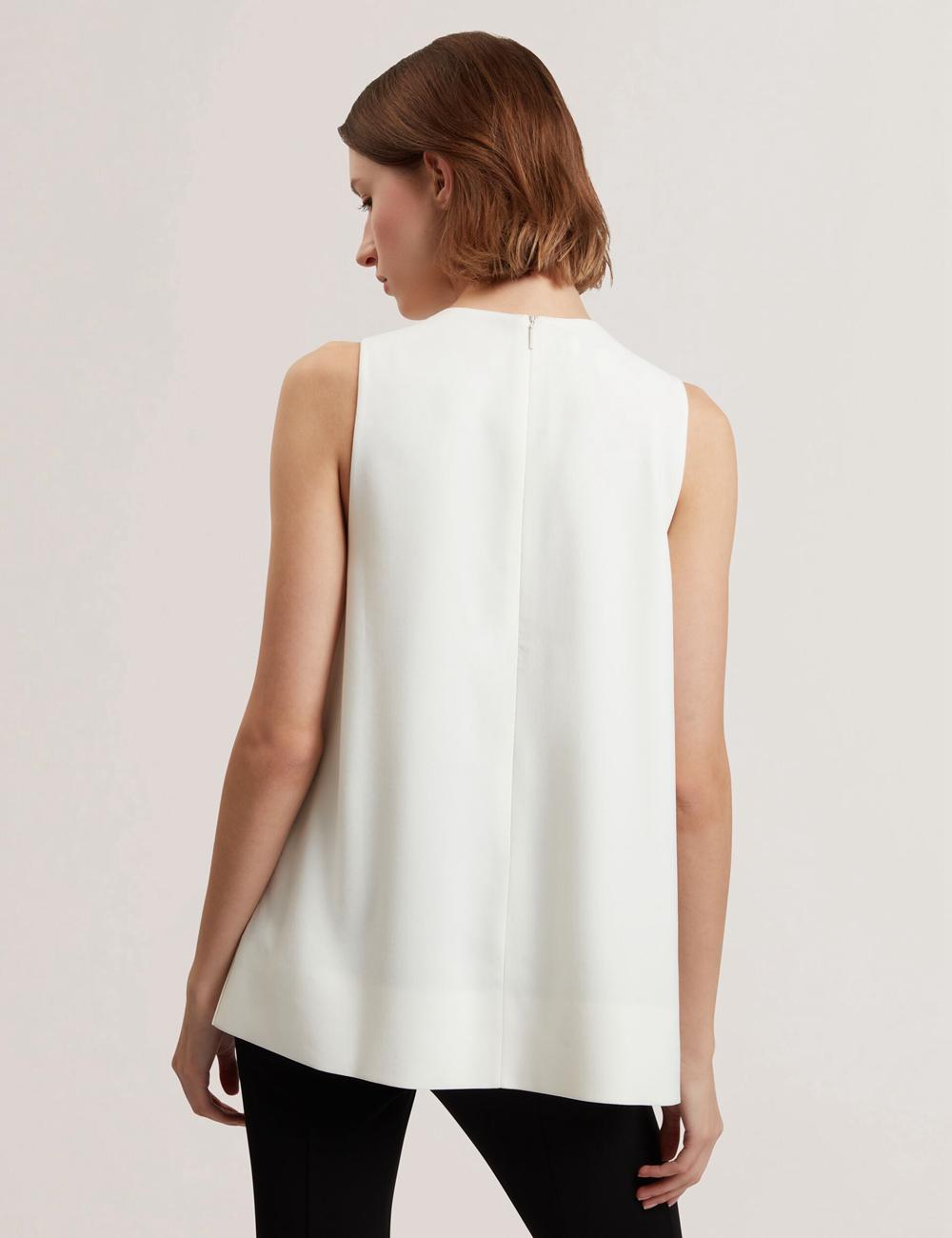 Ted Baker ICANA - Draped Front Asymmetric Sleeveless Topjes Dames Ivory | Belgium  641738-SPY