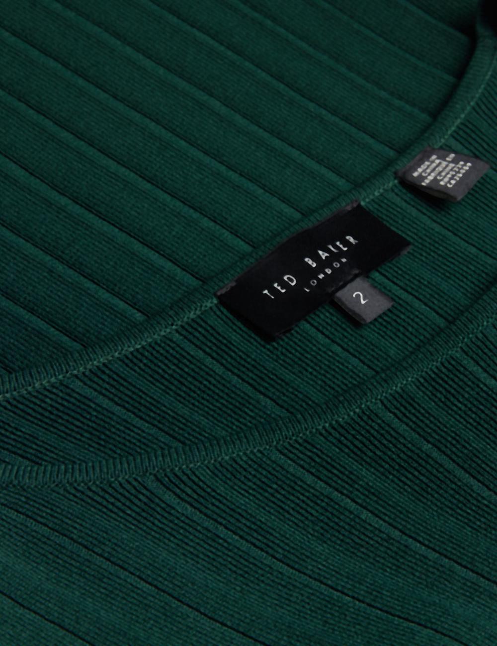 Ted Baker IIVANNA - Ribbed Knit Top With Fluted Short Sleeves Jumpers Dames Groen | Belgium  356092-AWQ