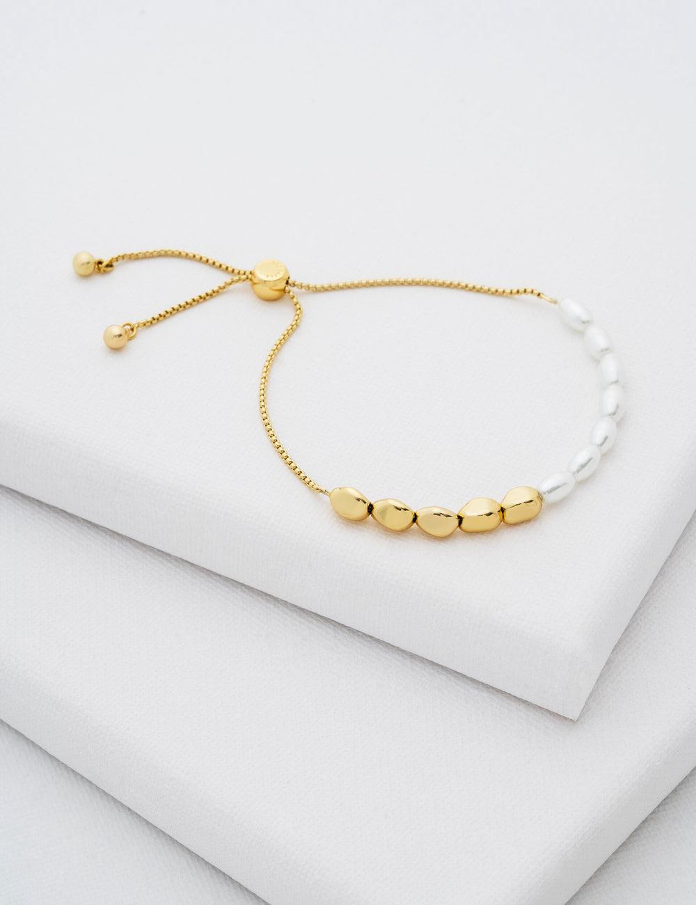 Ted Baker INELA - Island Pearl Bead Adjustable Armbanden Dames Goud | Belgium  098532-TIQ