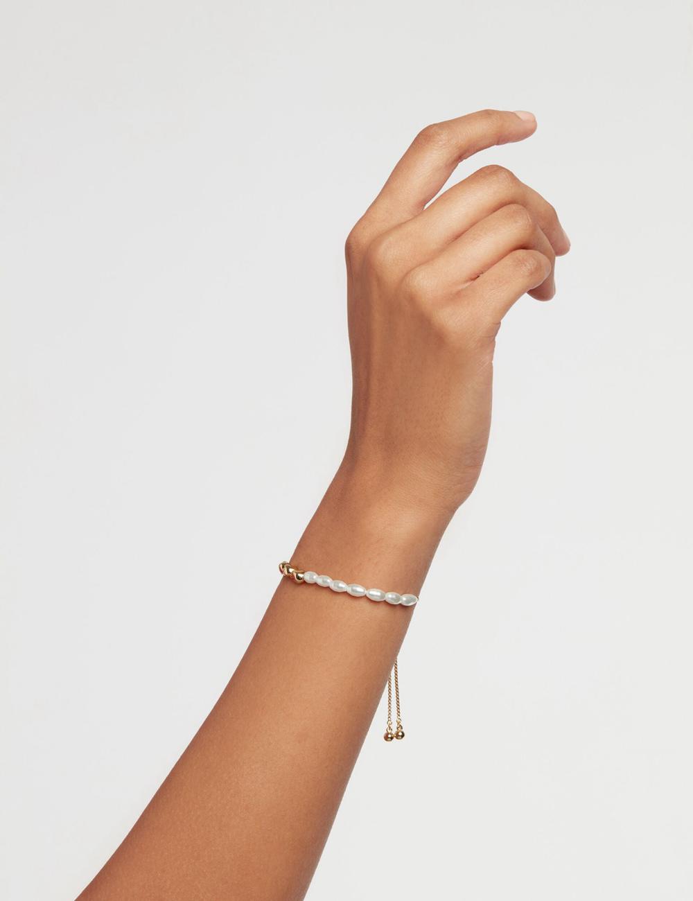 Ted Baker INELA - Island Pearl Bead Adjustable Armbanden Dames Goud | Belgium  098532-TIQ