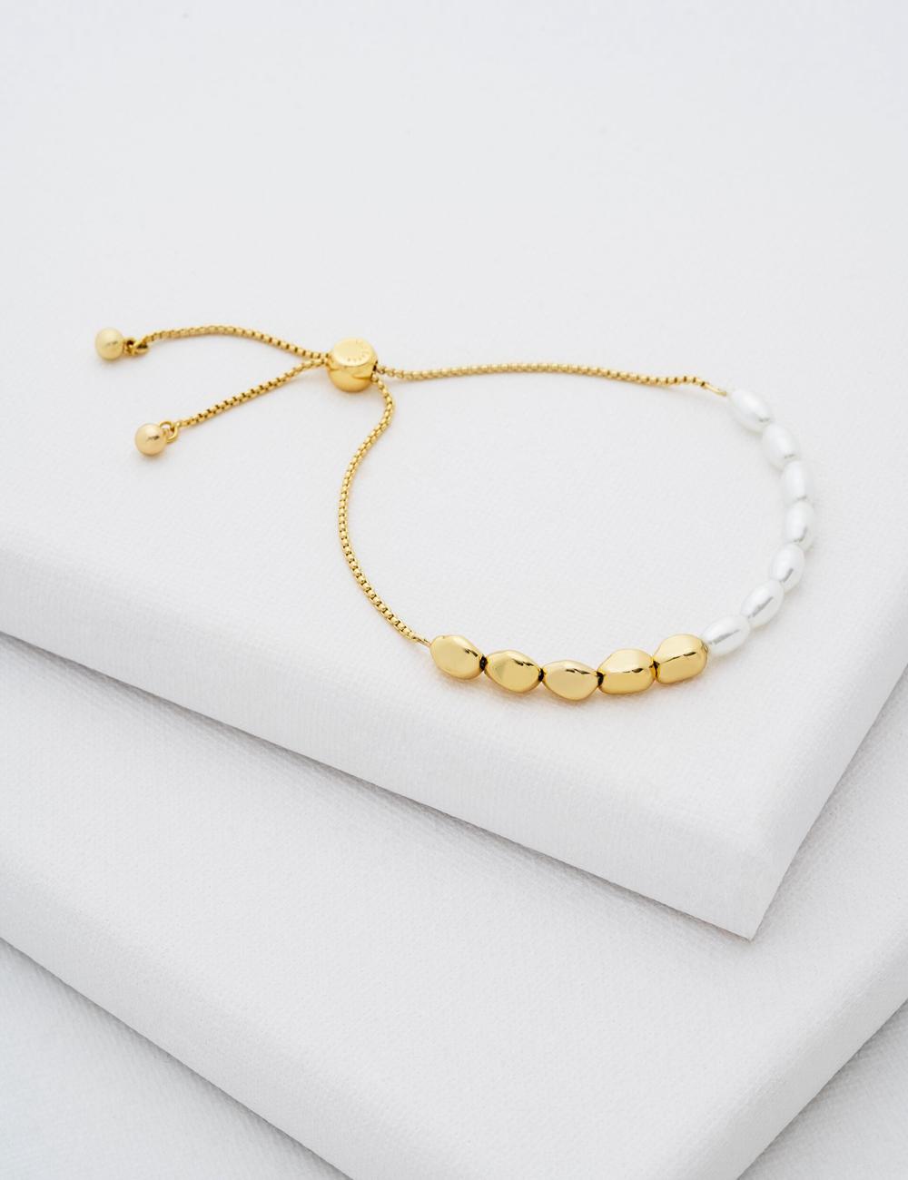 Ted Baker INELA - Island Pearl Bead Adjustable Armbanden Dames Goud | Belgium  098532-TIQ