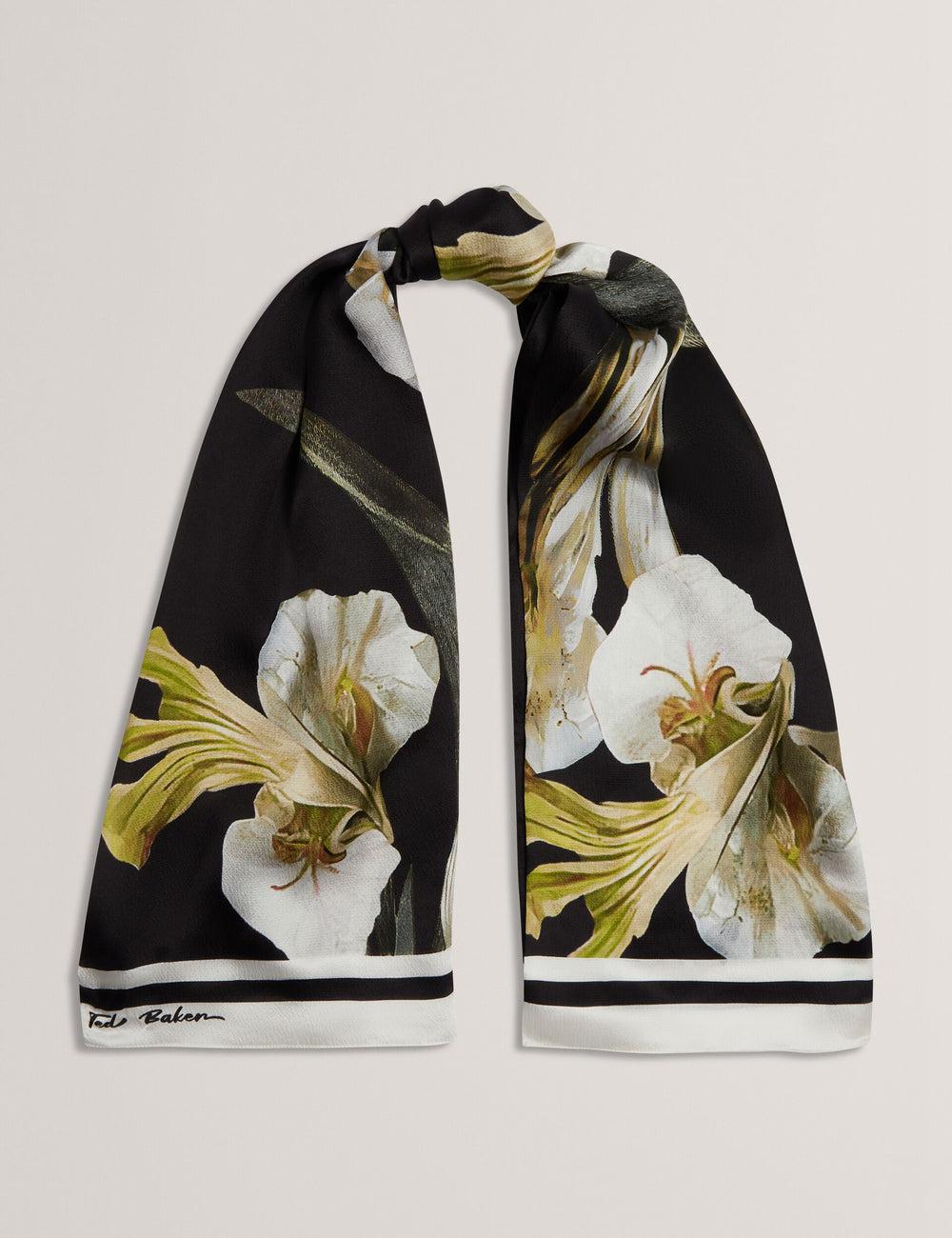 Ted Baker IRISSO - Floral Graphic Textured Long Silk Sjaals Dames Zwart | Belgium  439527-WZT