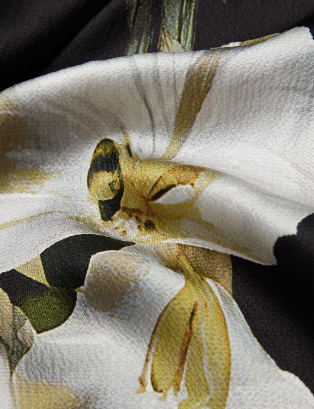 Ted Baker IRISSO - Floral Graphic Textured Long Silk Sjaals Dames Zwart | Belgium  439527-WZT