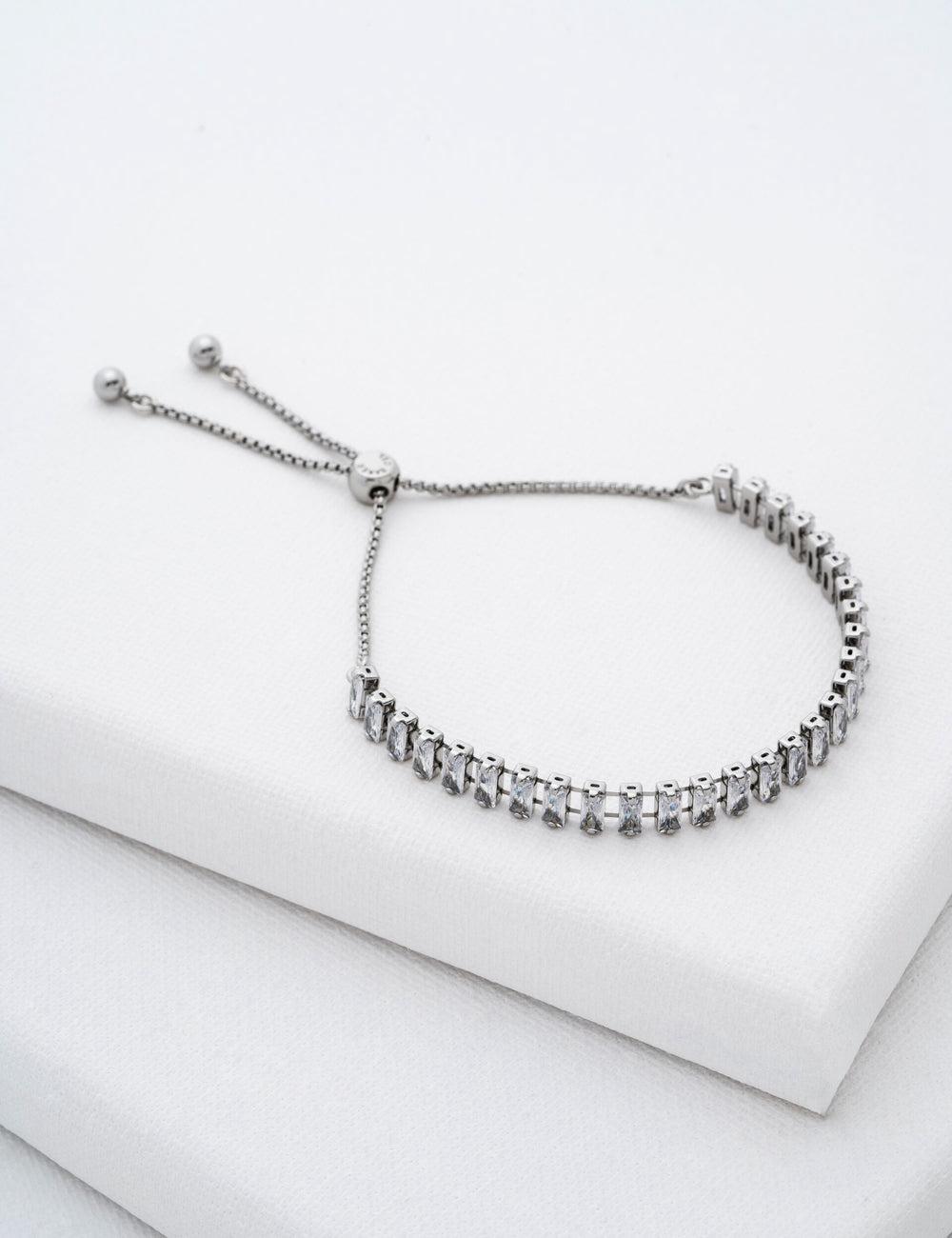 Ted Baker ISABELA - Baguette Crystal Adjustable Armbanden Dames Zilver | Belgium  395746-DMS