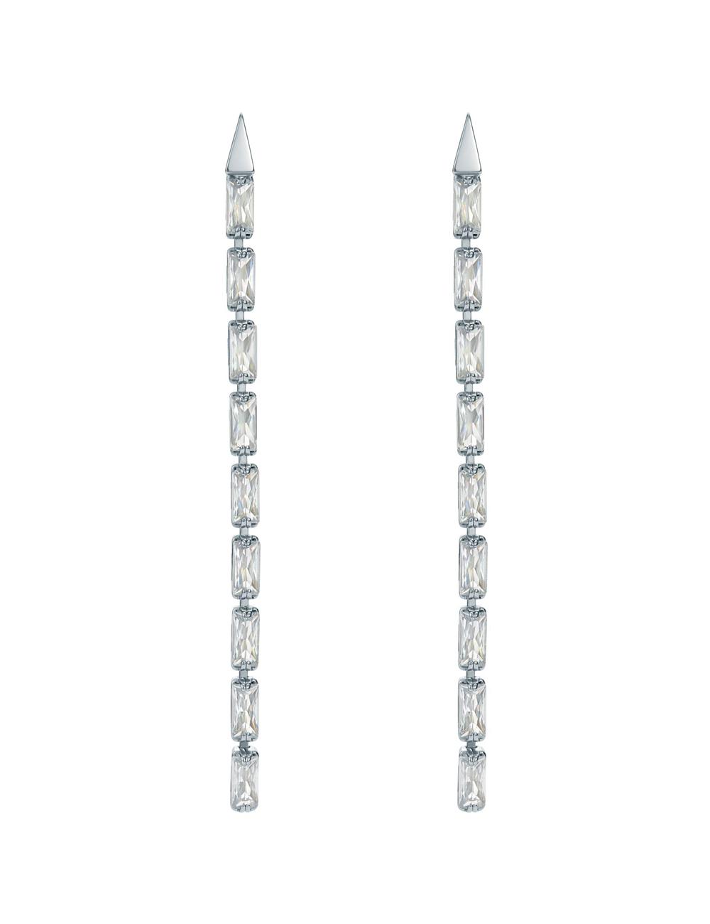 Ted Baker ISALIE - Baguette Crystal Long Drop Oorbellen Dames Zilver | Belgium  638594-EZK