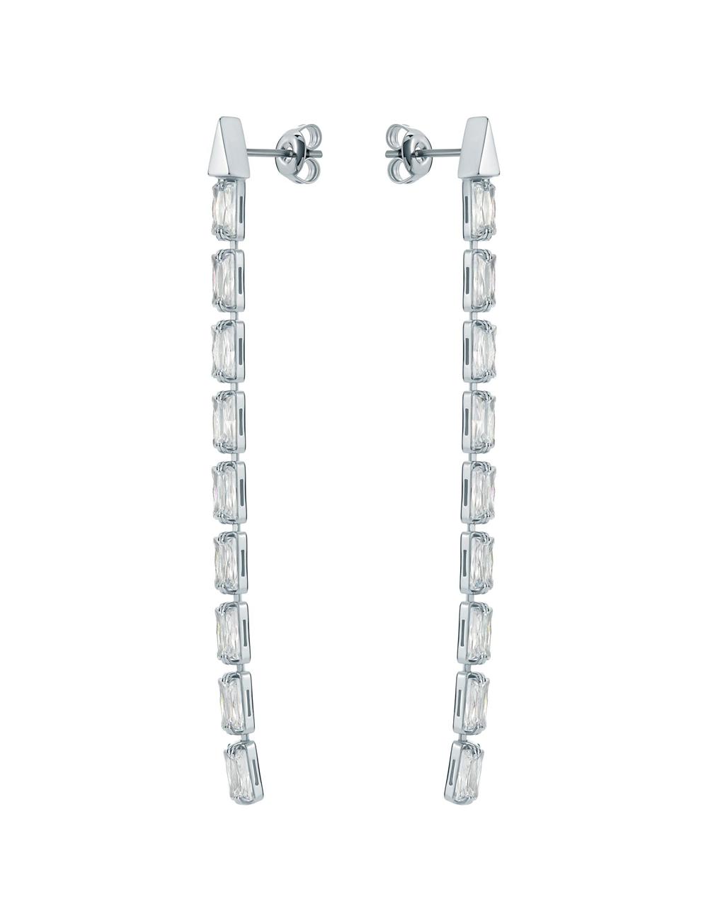 Ted Baker ISALIE - Baguette Crystal Long Drop Oorbellen Dames Zilver | Belgium  638594-EZK