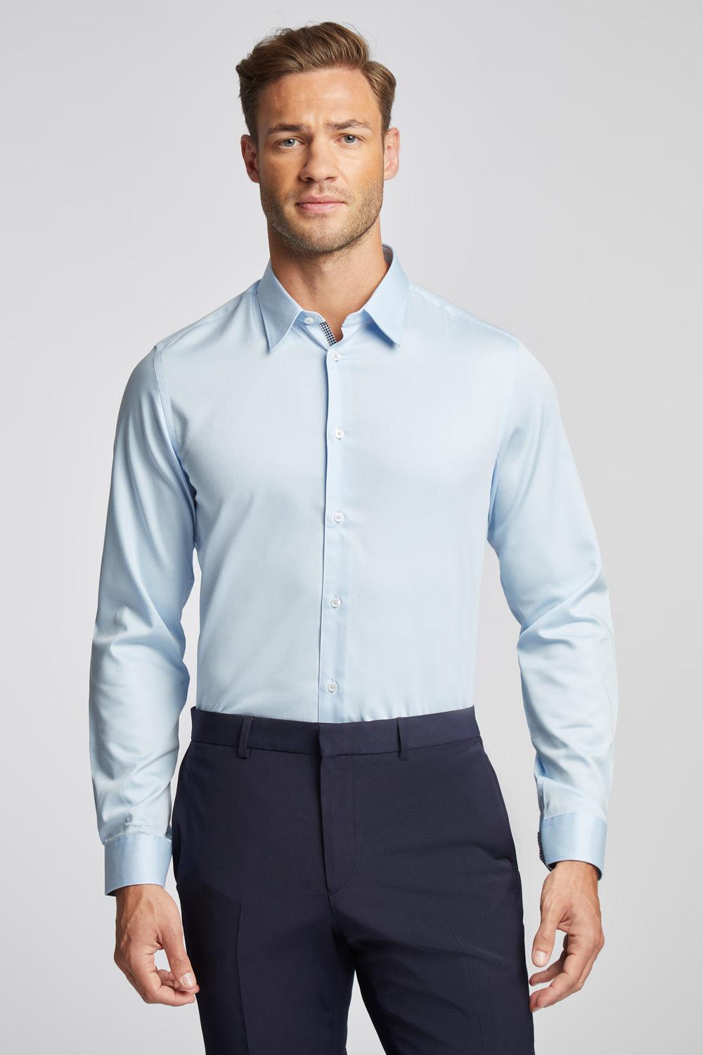 Ted Baker ISLA - Slim Fit Pure Cotton Overhemd Heren Blauw | Belgium  039728-COQ