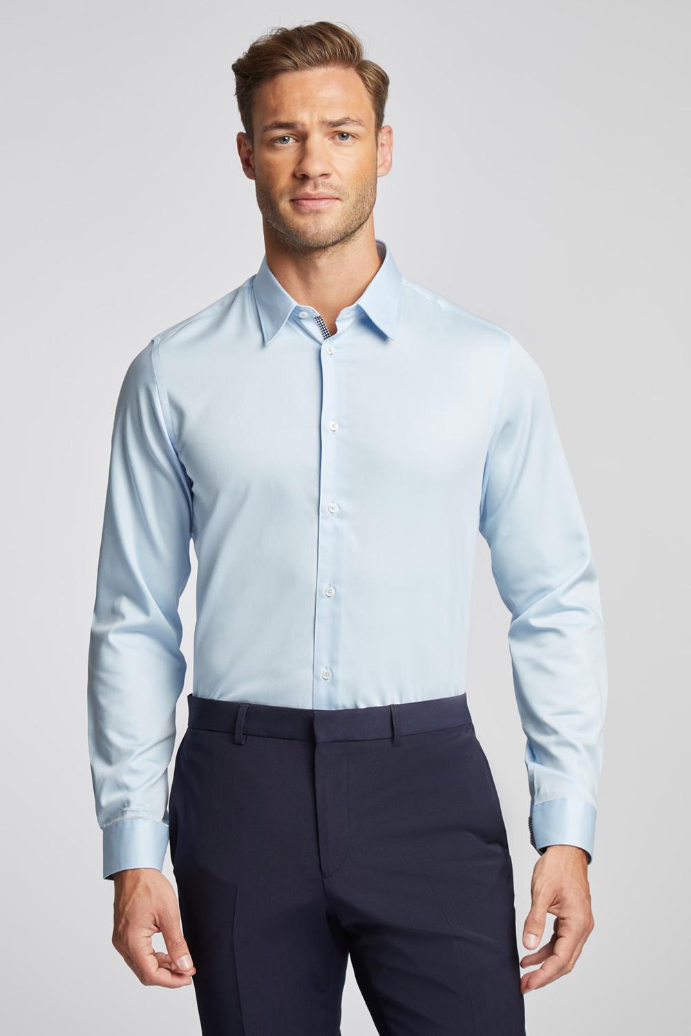 Ted Baker ISLA - Slim Fit Pure Cotton Overhemd Heren Blauw | Belgium  039728-COQ