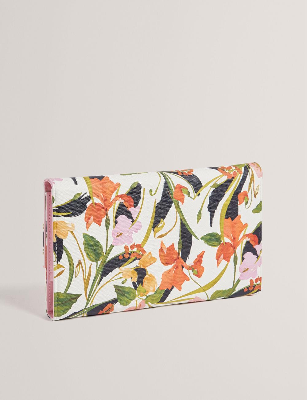 Ted Baker JACIIIE - Floral Print Faux Leather Travel Portefeuille Dames Wit | Belgium  493726-RWE