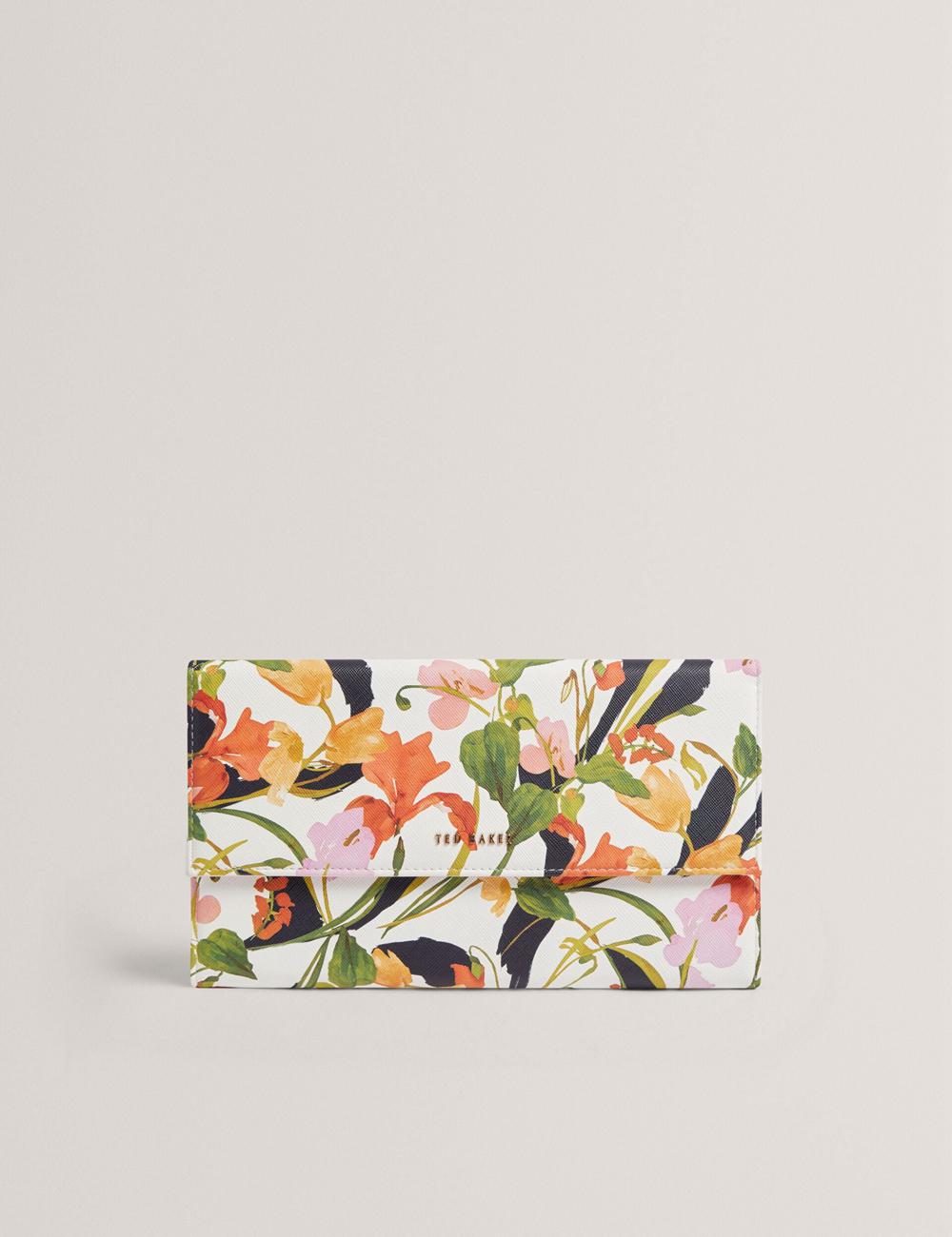 Ted Baker JACIIIE - Floral Print Faux Leather Travel Portefeuille Dames Wit | Belgium  493726-RWE