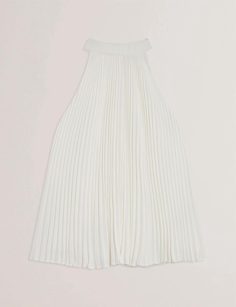 Ted Baker JAMAYA - High Halter Neck Pleated Sleeveless Topjes Dames Ivory | Belgium  321749-SKV