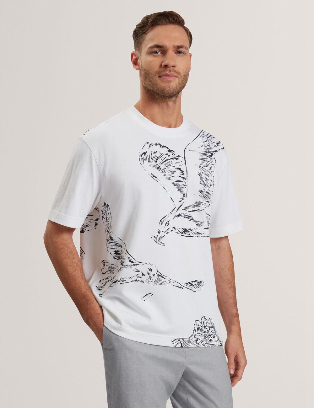 Ted Baker JAMESIO - Short Sleeve Graphic Seagull T-shirts Heren Wit | Belgium  015243-MDC