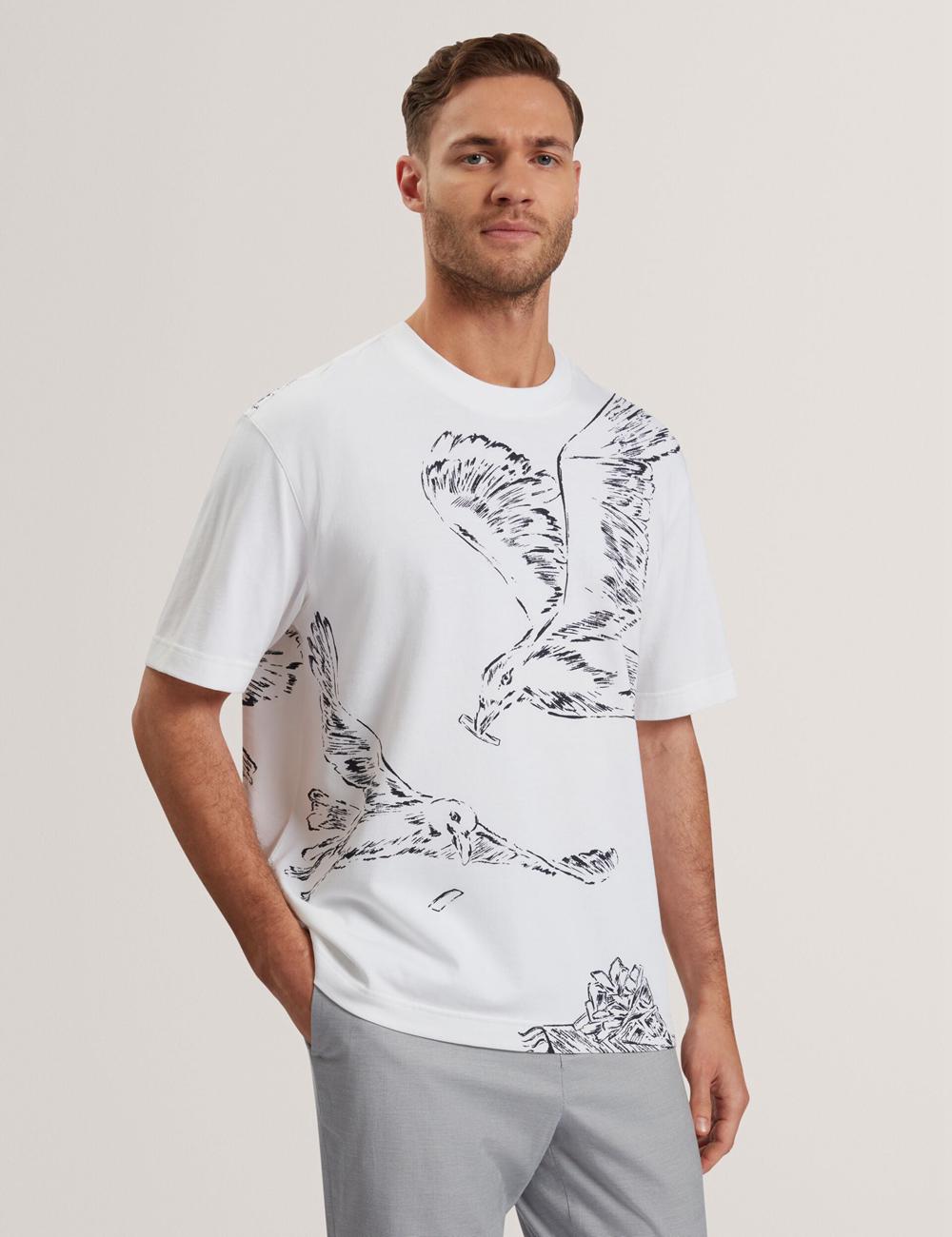 Ted Baker JAMESIO - Short Sleeve Graphic Seagull T-shirts Heren Wit | Belgium  015243-MDC