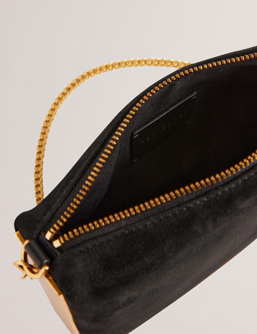 Ted Baker JEINER - Suede Clutch With Hardware Sides Koppelingstassen Dames Zwart | Belgium  241396-SBJ