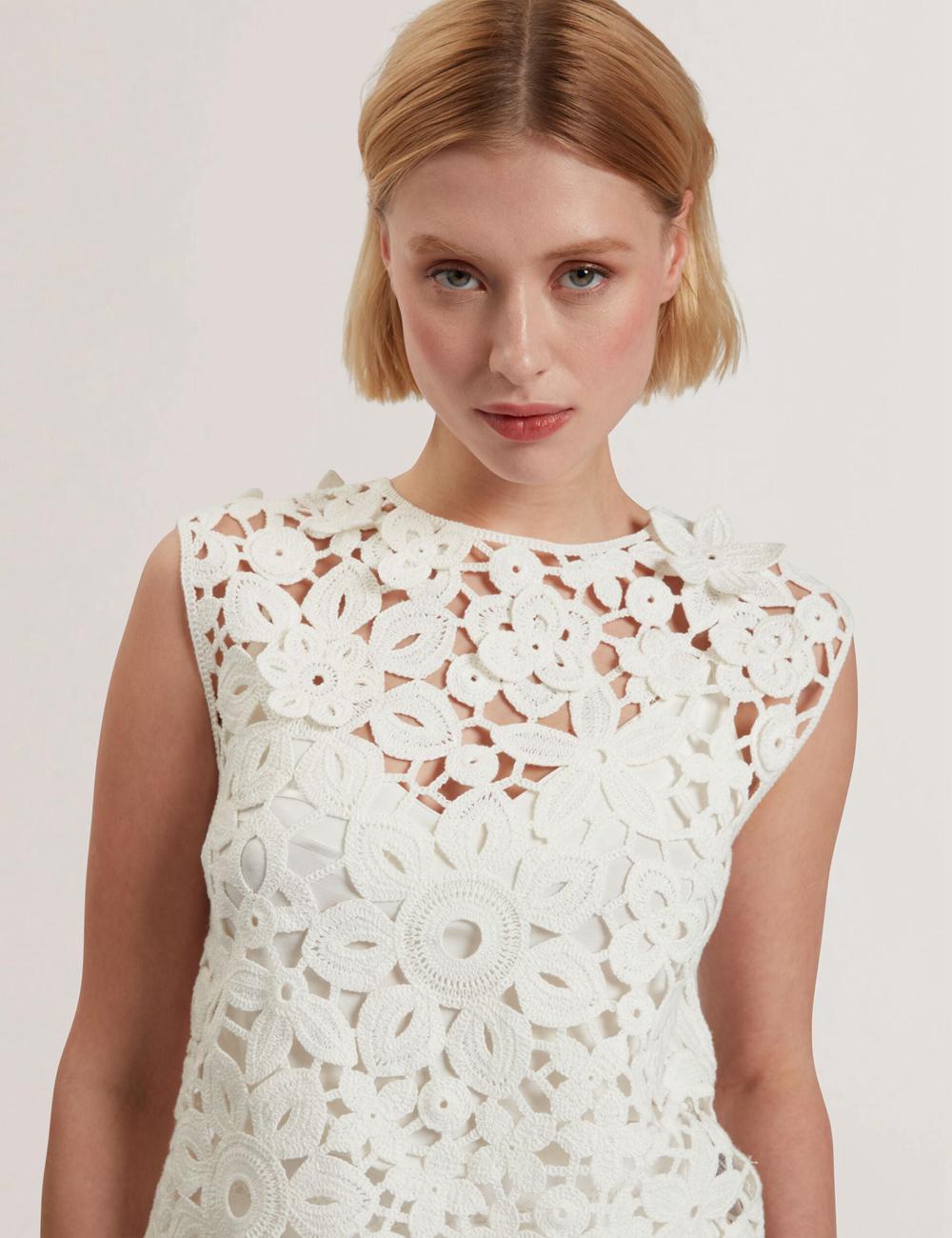 Ted Baker JOYYRA - Floral Crochet Knit Sleeveless Topjes Dames Wit | Belgium  743591-MLK
