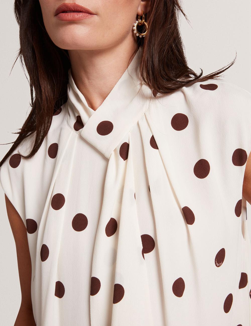 Ted Baker JUTUVA - Polka Dot Neck Shift Mini-jurk Dames Ivory | Belgium  986403-WAF