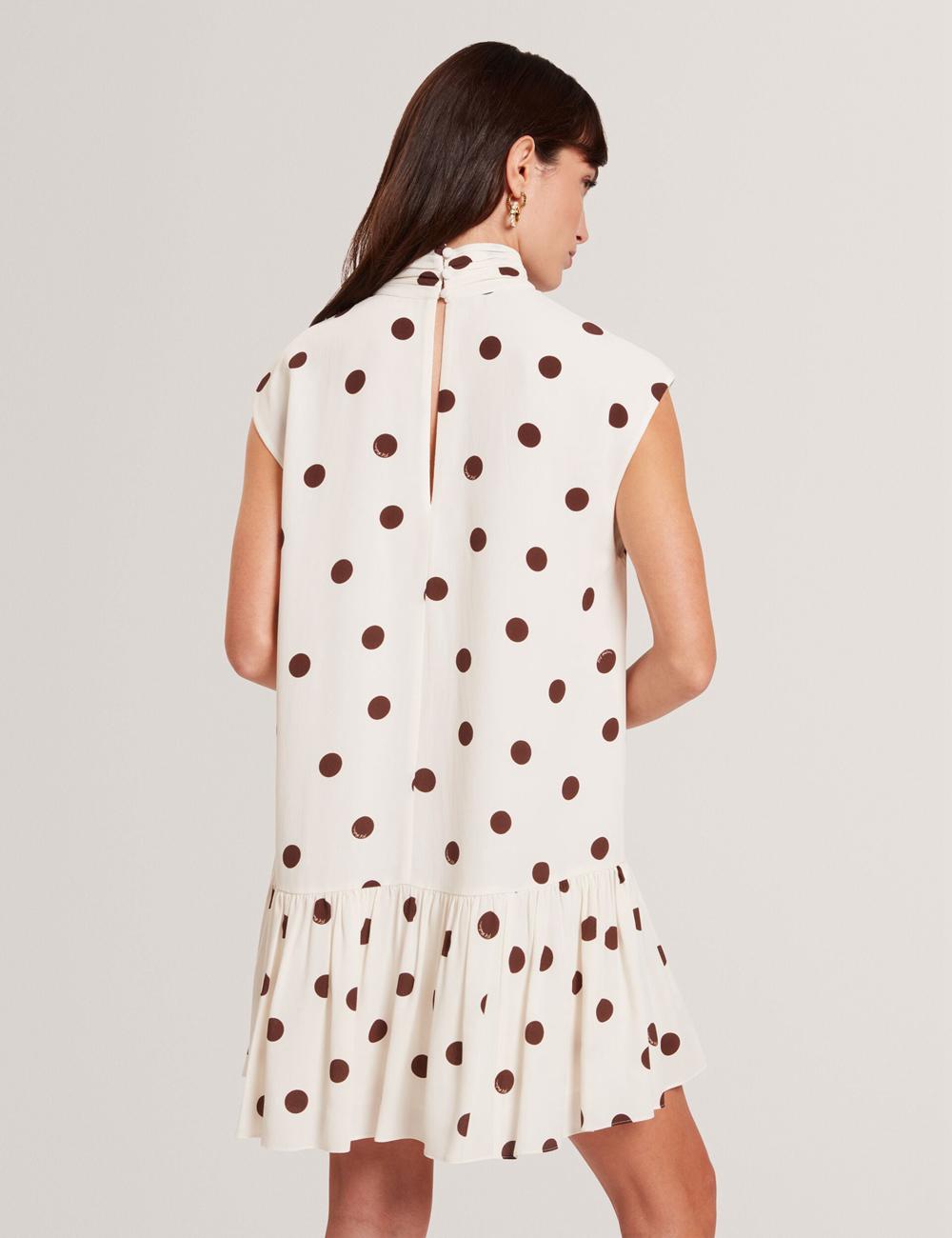 Ted Baker JUTUVA - Polka Dot Neck Shift Mini-jurk Dames Ivory | Belgium  986403-WAF
