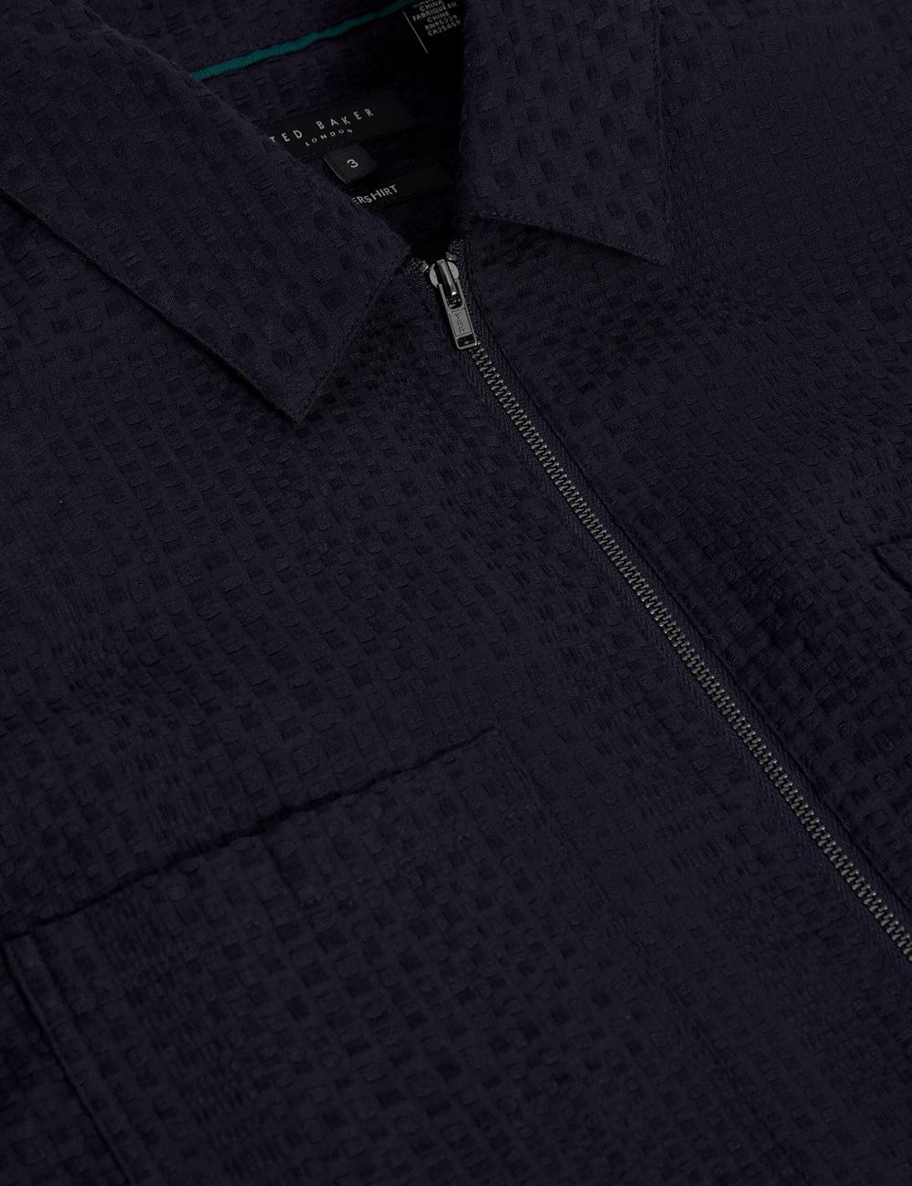 Ted Baker KAILINS - Long Sleeve Zip-Through Cotton Overshirt Overhemd Heren Donkerblauw | Belgium  592834-IQN