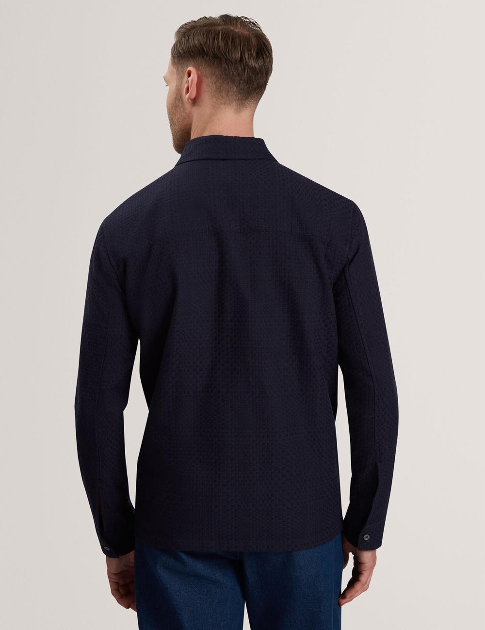Ted Baker KAILINS - Long Sleeve Zip-Through Cotton Overshirt Overhemd Heren Donkerblauw | Belgium  592834-IQN