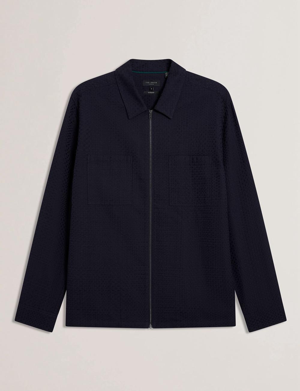 Ted Baker KAILINS - Long Sleeve Zip-Through Cotton Overshirt Overhemd Heren Donkerblauw | Belgium  592834-IQN