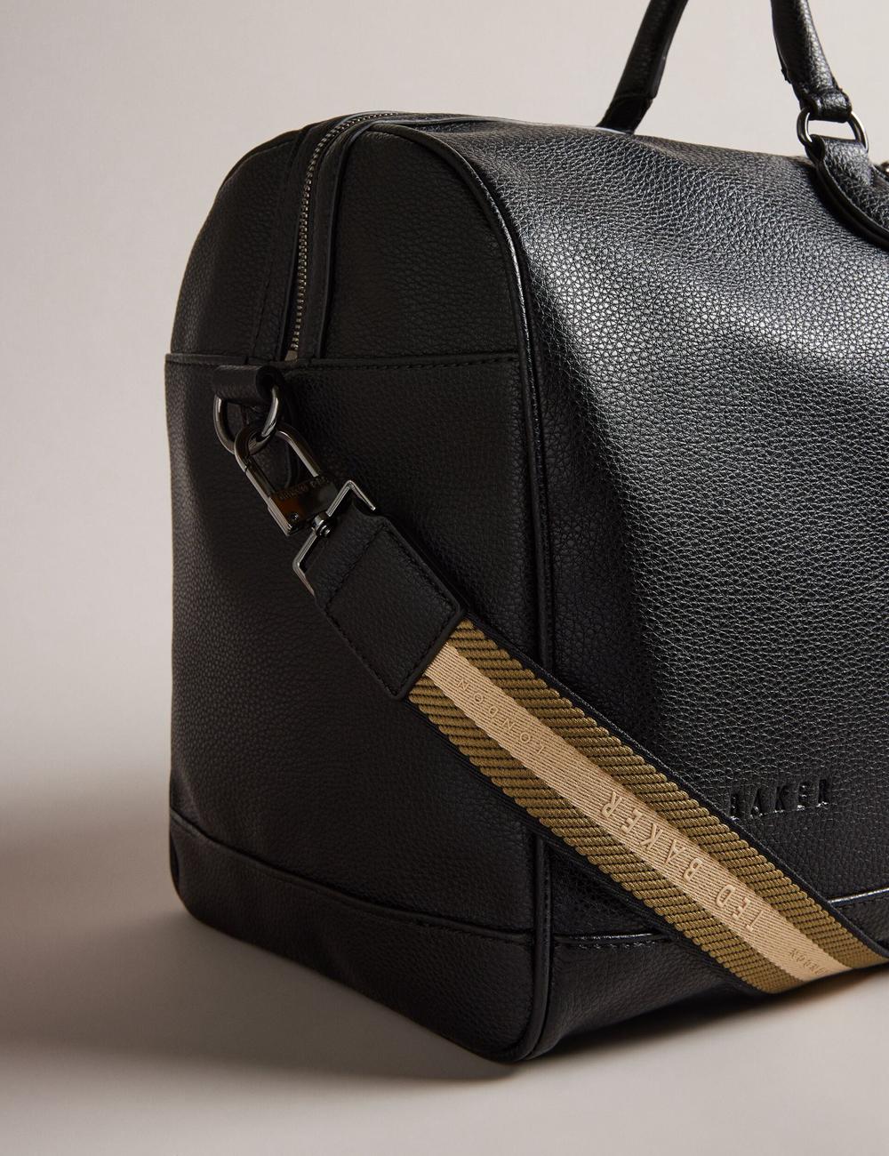 Ted Baker KALVIN - Webbing Faux Leather Holdall Bags Heren Zwart | Belgium  152098-RAP