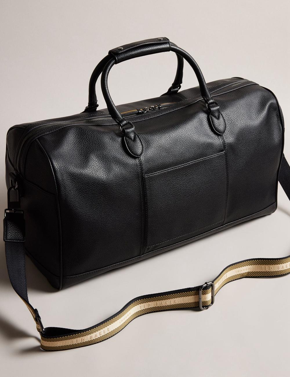 Ted Baker KALVIN - Webbing Faux Leather Holdall Bags Heren Zwart | Belgium  152098-RAP