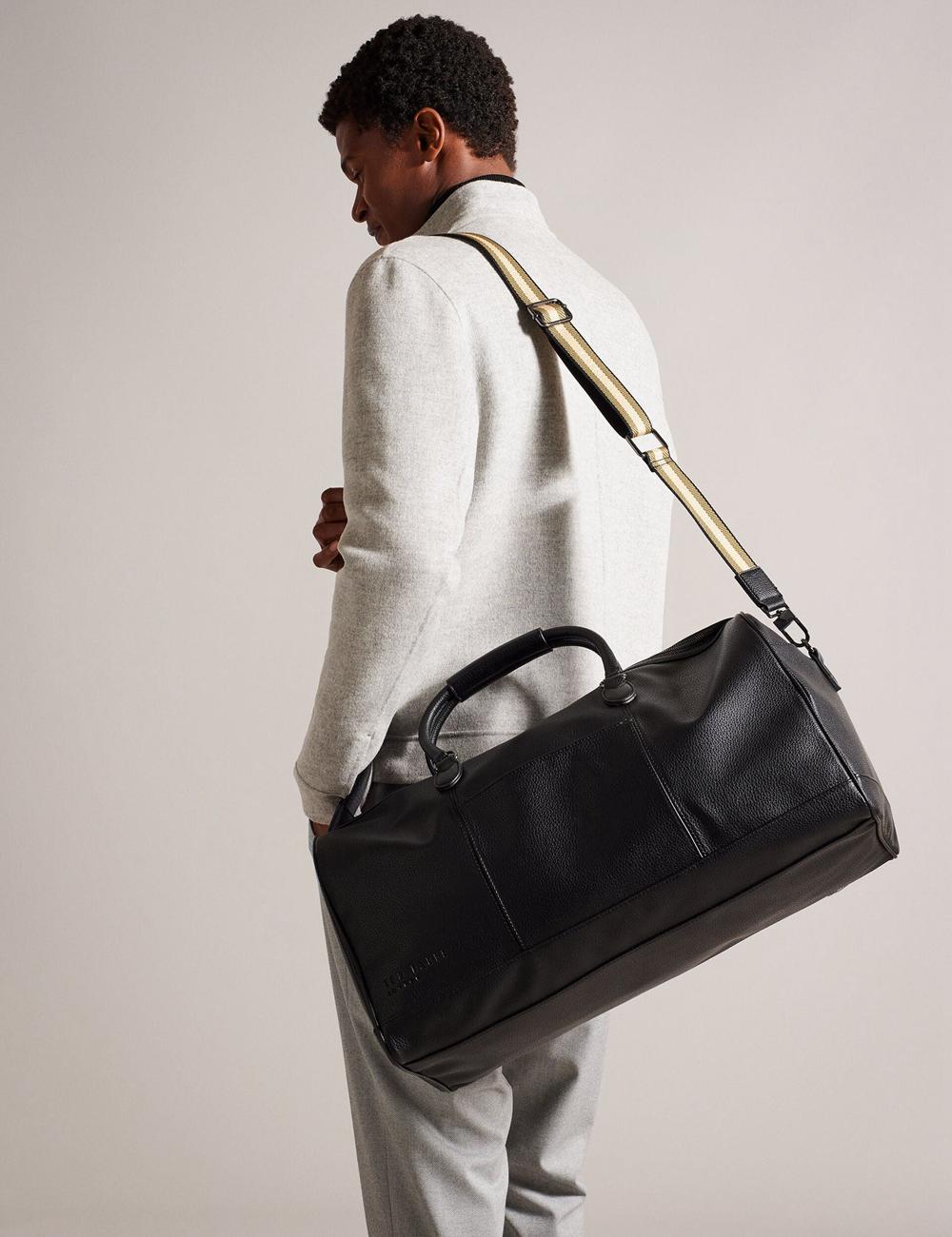 Ted Baker KALVIN - Webbing Faux Leather Holdall Bags Heren Zwart | Belgium  152098-RAP