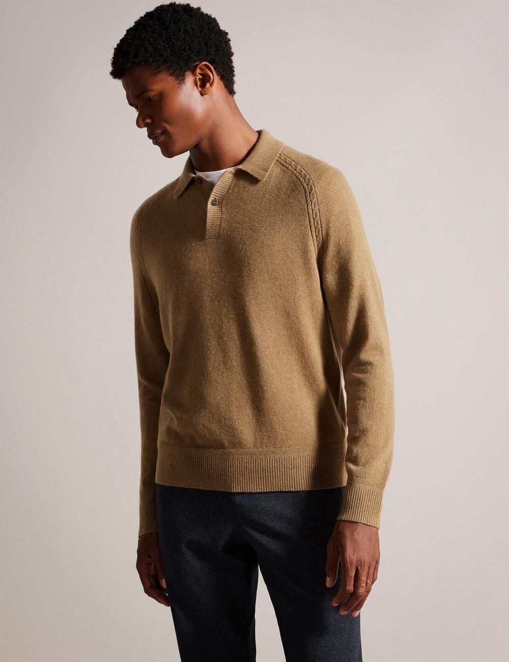 Ted Baker KAROLT - Cashmere Knit Long Sleeve Top Jumpers Heren Bruin | Belgium  531076-QOR