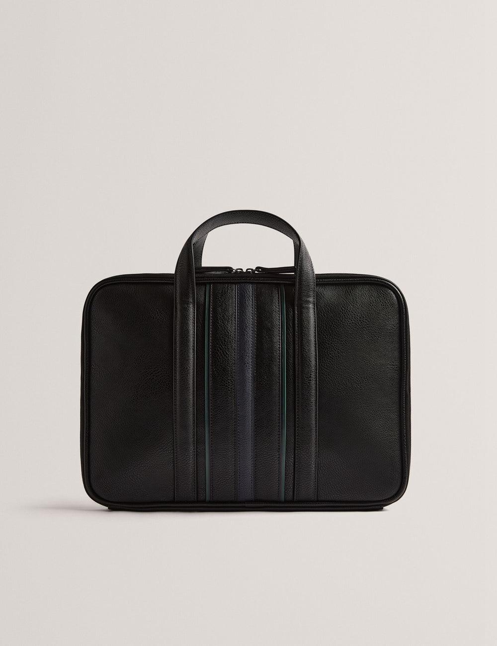 Ted Baker KEDRIK - Stripe Detail Faux Leather Documententassen Heren Zwart | Belgium  893675-BCV