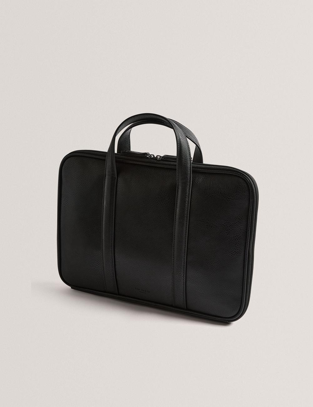 Ted Baker KEDRIK - Stripe Detail Faux Leather Documententassen Heren Zwart | Belgium  893675-BCV