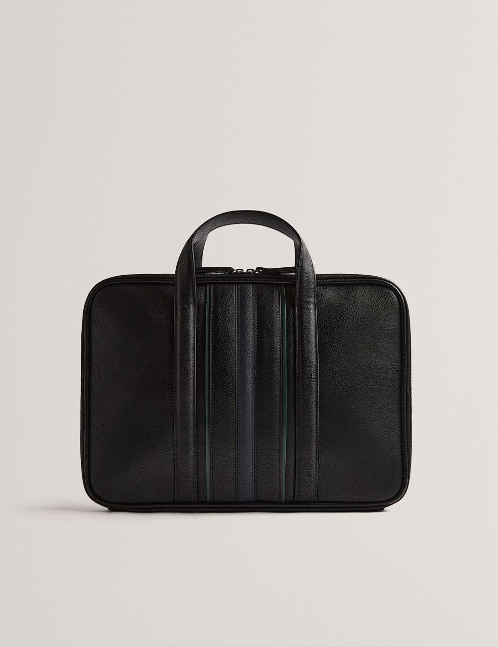 Ted Baker KEDRIK - Stripe Detail Faux Leather Documententassen Heren Zwart | Belgium  893675-BCV