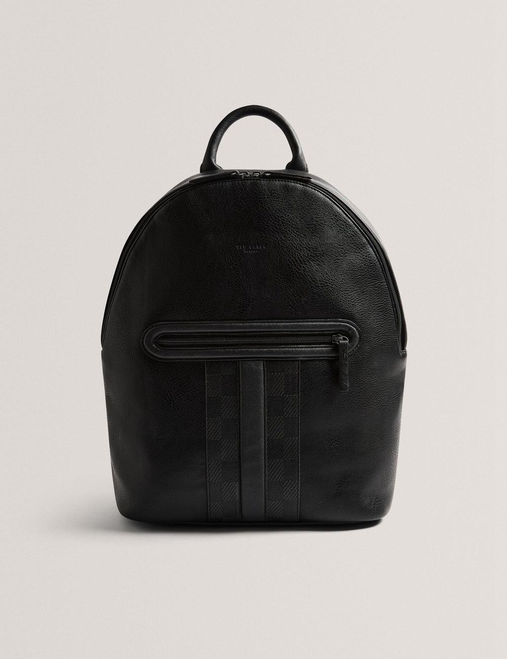 Ted Baker KEIIGAN - Striped Panel PU Reporter Rugzakken Heren Zwart | Belgium  648132-HTO
