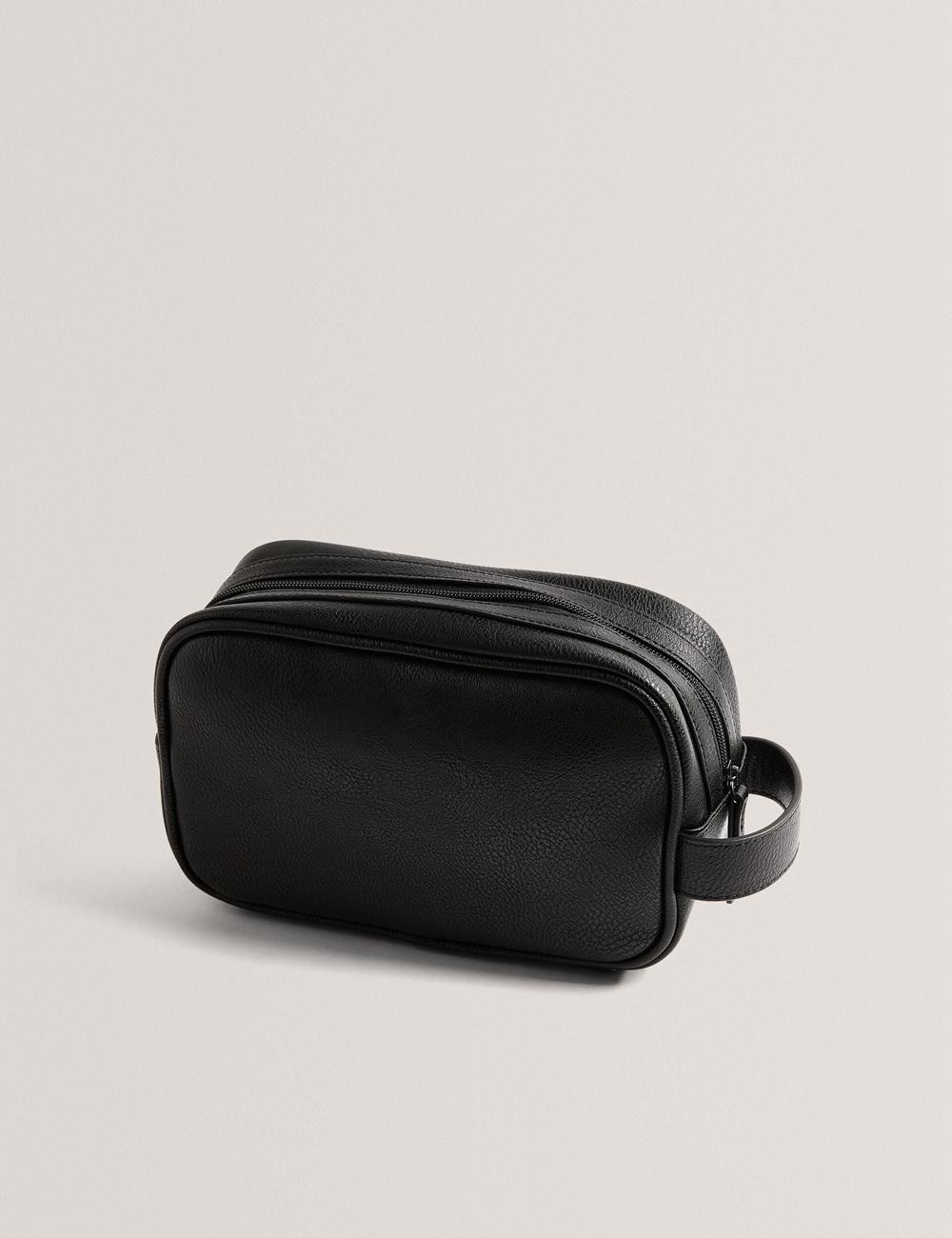 Ted Baker KEILAB - Faux Leather Striped Panel Toilettas Heren Zwart | Belgium  821049-RQZ