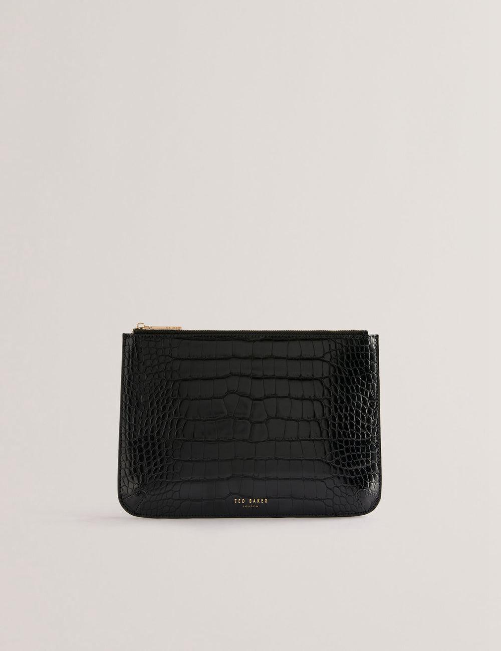 Ted Baker KELLIII - Croc Texture Passport Cover And Travel Pouch Travel Portefeuille Dames Zwart | Belgium  204175-GFX