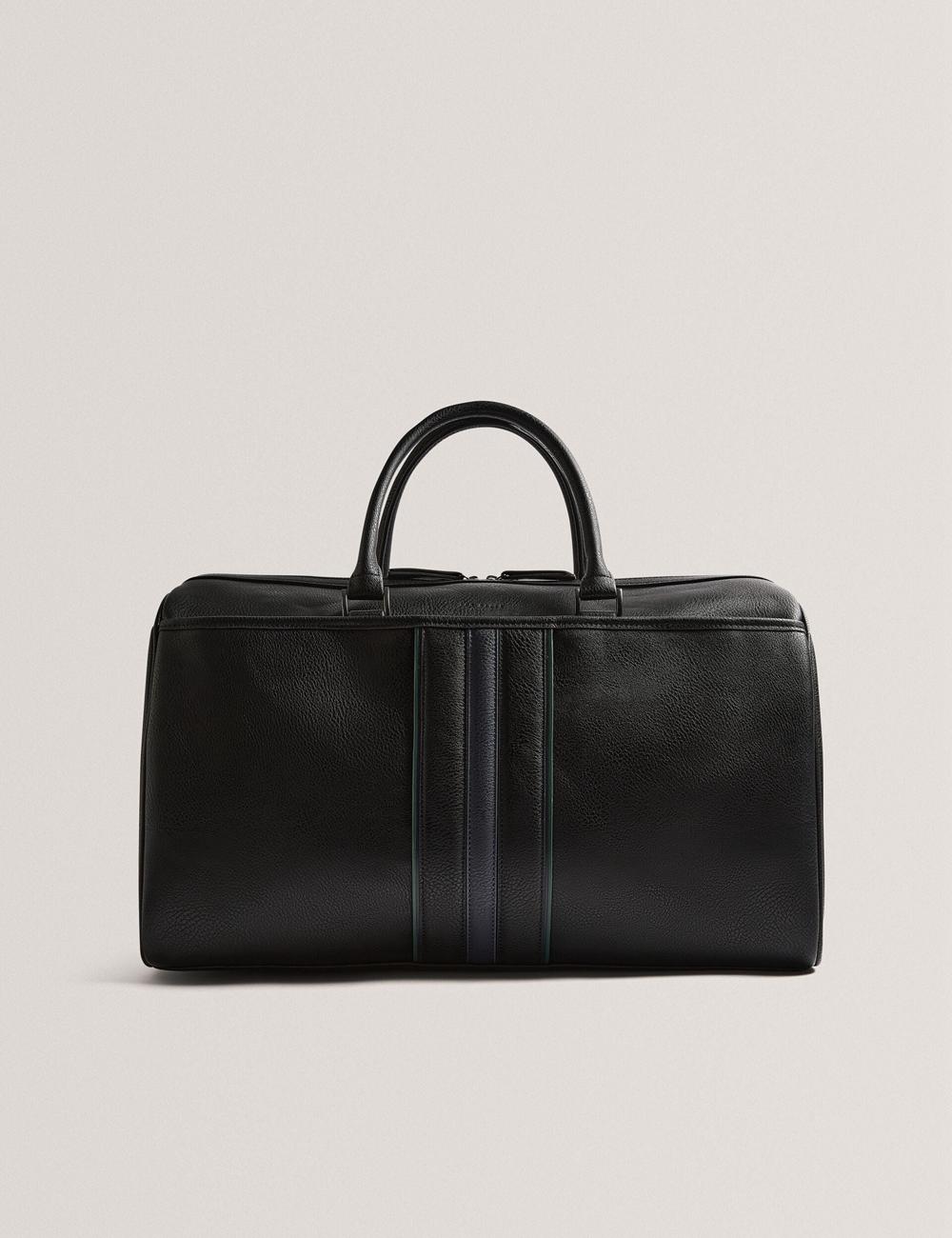 Ted Baker KELVIN - Striped Panel Faux Leather Holdall Bags Heren Zwart | Belgium  923457-UOG