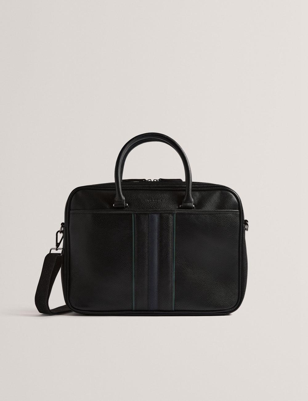 Ted Baker KENRIIK - Faux Leather Striped Panel Documententassen Heren Zwart | Belgium  520436-CGO