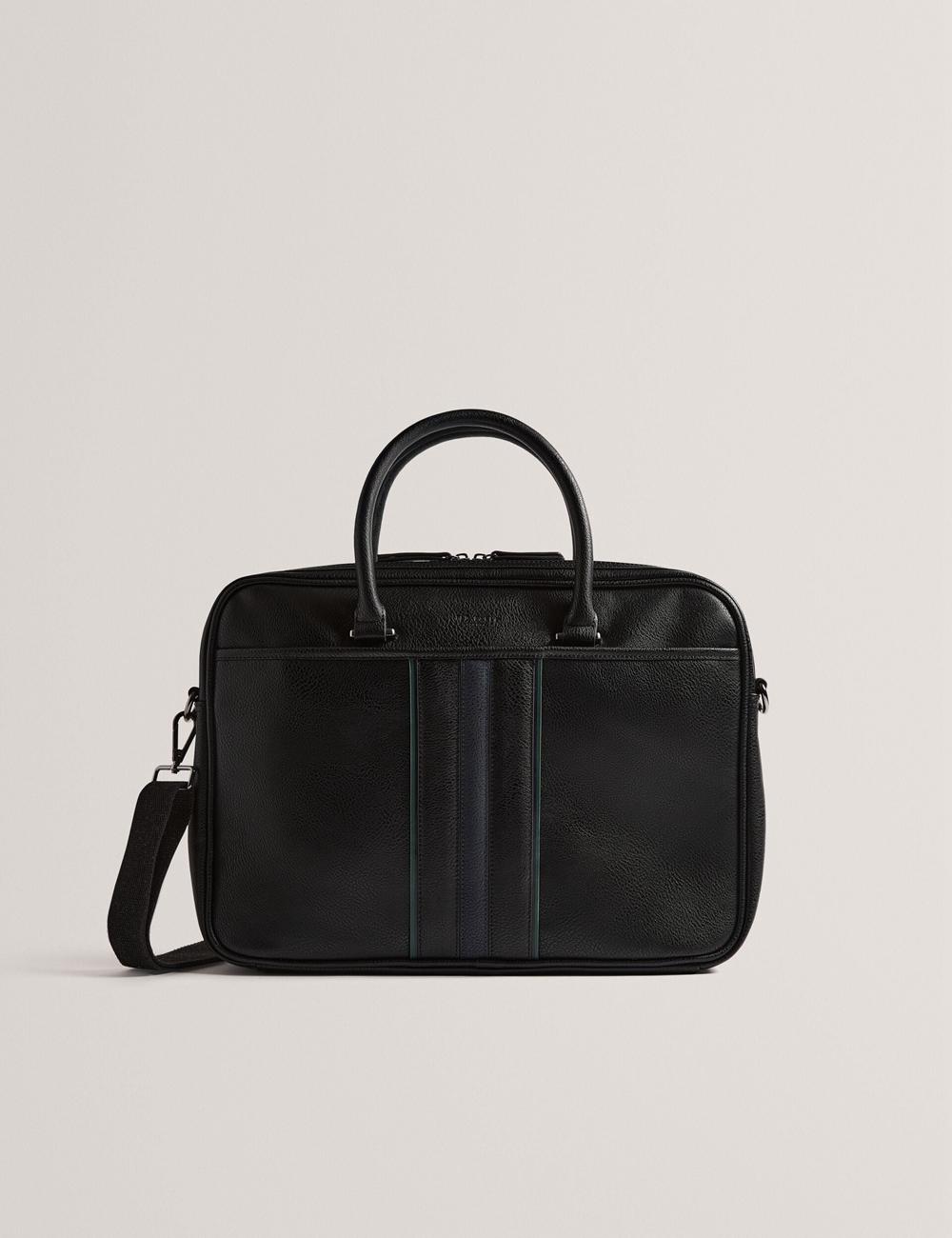 Ted Baker KENRIIK - Faux Leather Striped Panel Documententassen Heren Zwart | Belgium  520436-CGO