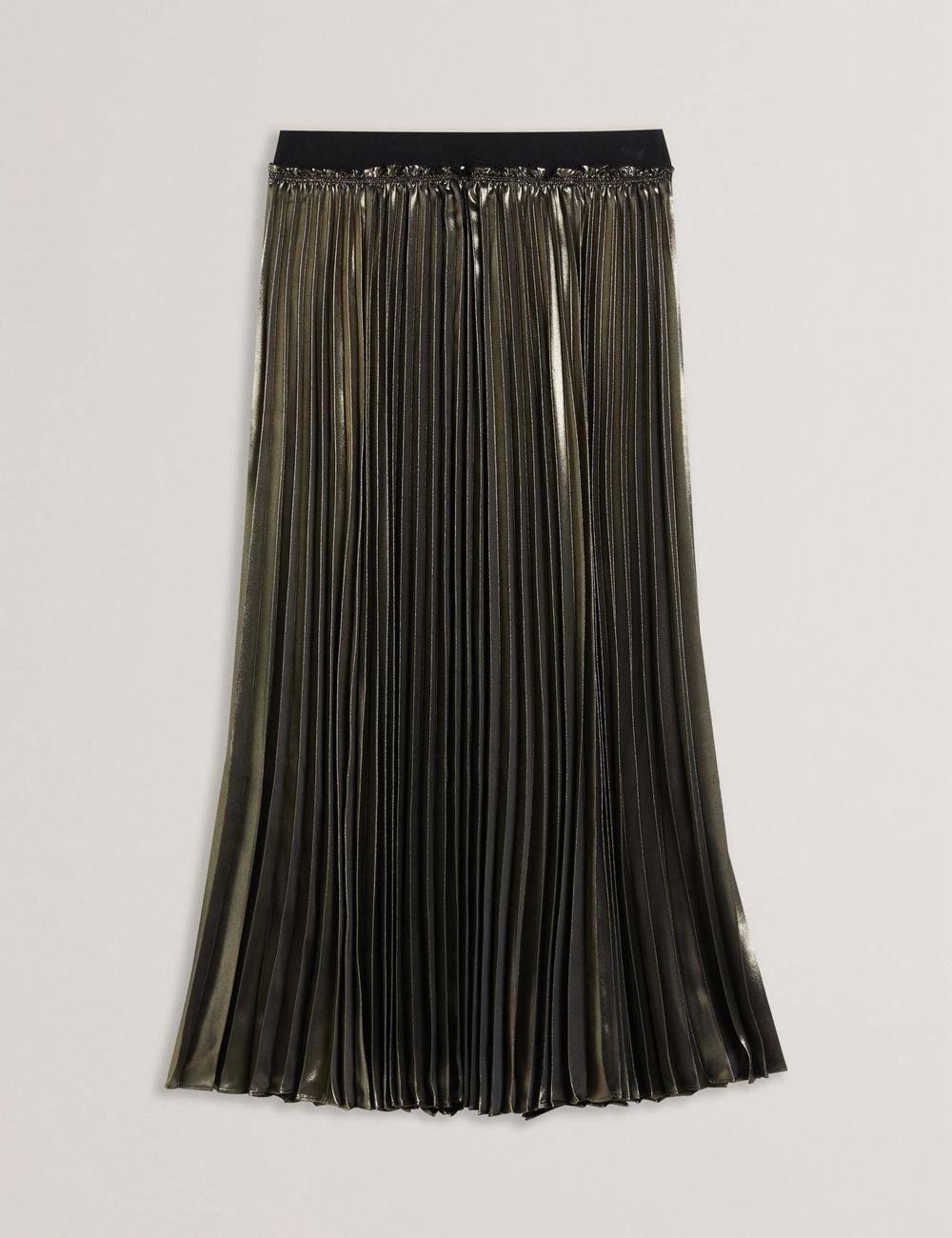 Ted Baker KESE - Metallic Pleated A-Line Rokken Dames Goud | Belgium  725069-DFM