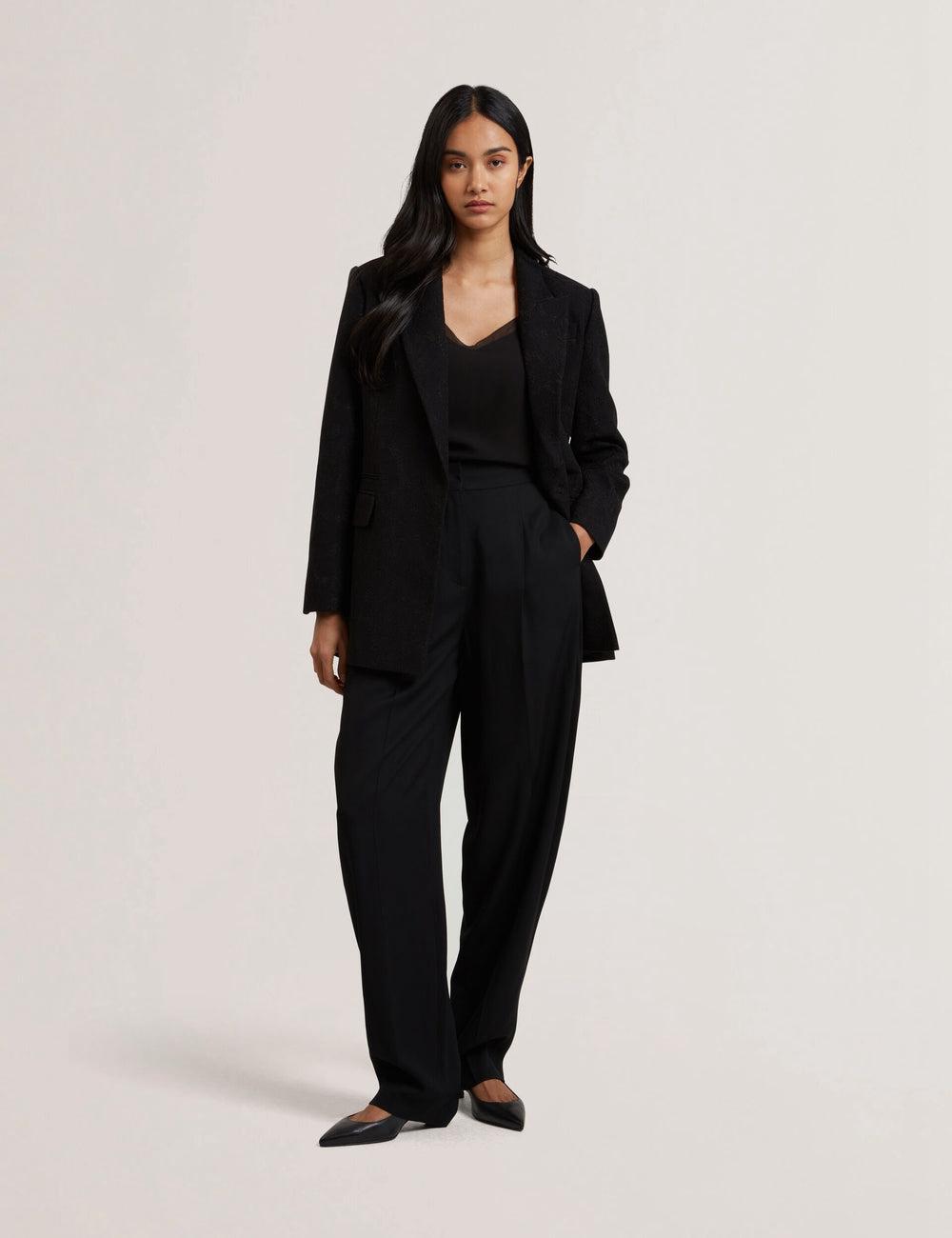 Ted Baker KIOLLI - Wool Blend Barrel Leg Tailored Broek Dames Zwart | Belgium  840725-THL