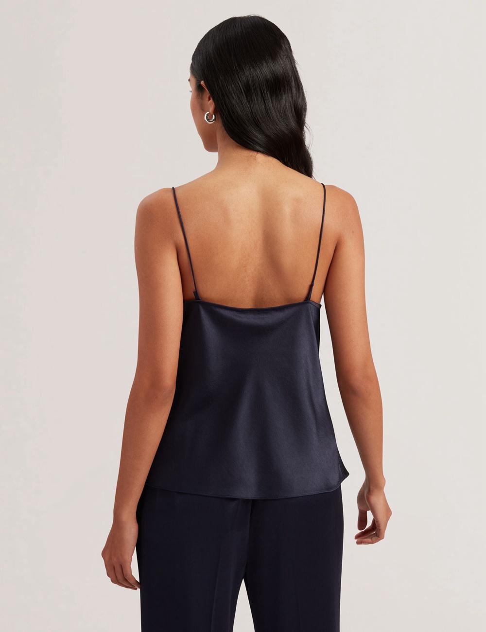 Ted Baker KITI - Satin Cowl Neck Strappy Cami Topjes Dames Donkerblauw | Belgium  492560-LVX