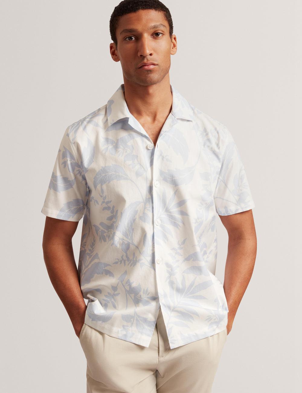 Ted Baker KITS - Short Sleeve Relaxed Floral Print Overhemd Heren Blauw | Belgium  586741-ESX
