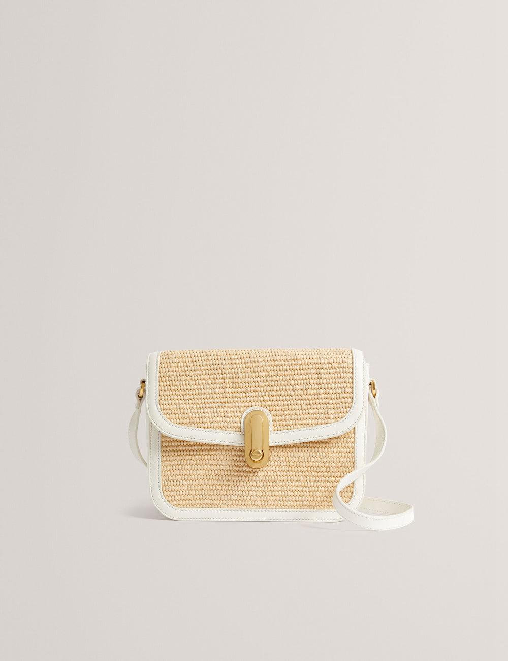 Ted Baker KKASSIA - Faux Raffia Twist Lock Crossbody Satchel Boekentassen Dames Ecru | Belgium  562981-KUB