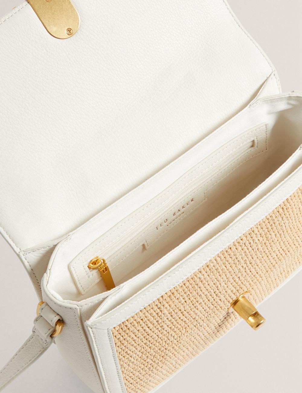 Ted Baker KKASSIA - Faux Raffia Twist Lock Crossbody Satchel Boekentassen Dames Ecru | Belgium  562981-KUB