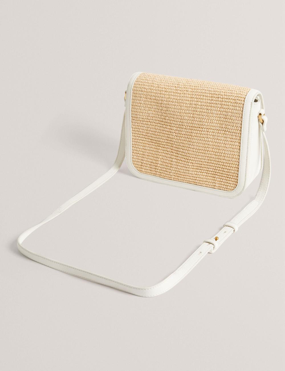 Ted Baker KKASSIA - Faux Raffia Twist Lock Crossbody Satchel Boekentassen Dames Ecru | Belgium  562981-KUB