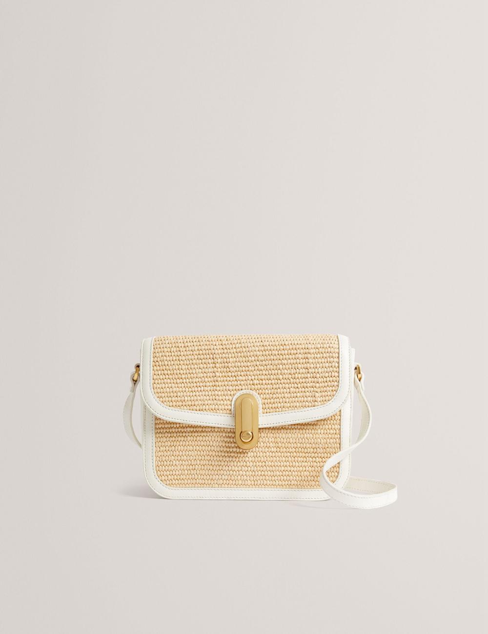 Ted Baker KKASSIA - Faux Raffia Twist Lock Crossbody Satchel Boekentassen Dames Ecru | Belgium  562981-KUB