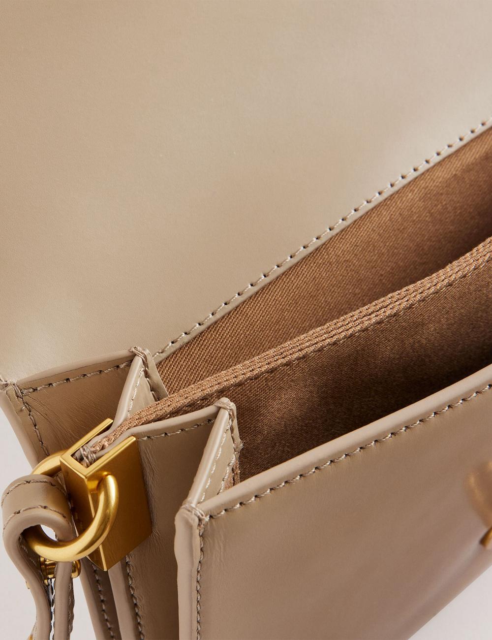 Ted Baker KKAYSA - Leather Twist Lock Small Crossbodytassen Dames Taupe | Belgium  375018-GHU