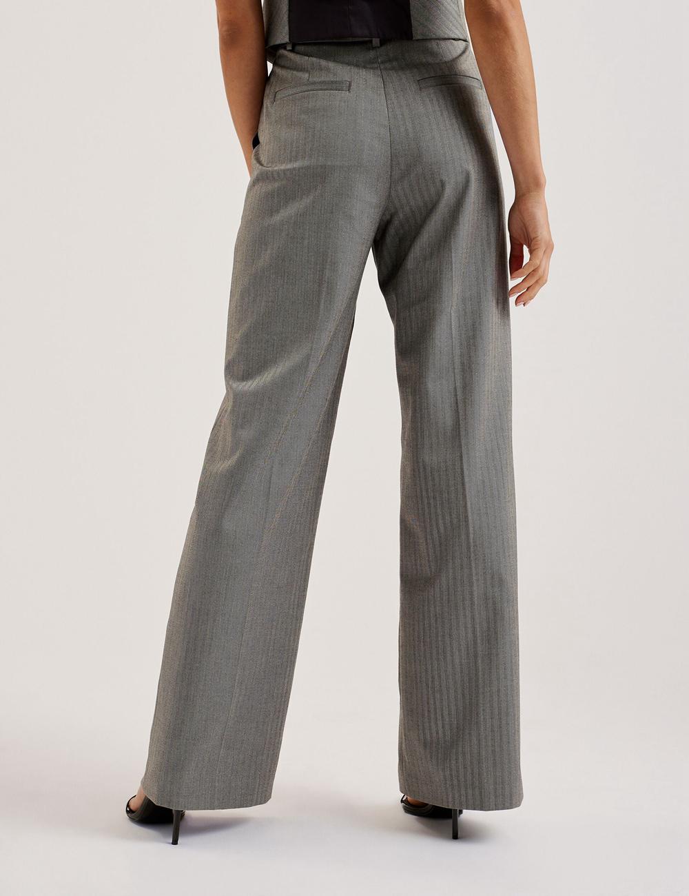 Ted Baker KOAT - Herringbone Wide Leg Tailored Broek Dames Grijs | Belgium  792048-LYQ